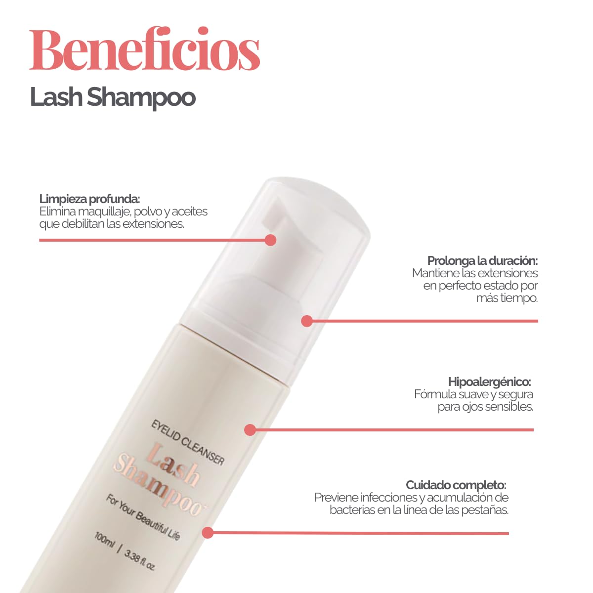 BL Lashes Eyelash Shampoo+ Brush, Eyelid Foaming Cleanser for Natural and Extension Lashes, Gentle Lash Bath and Makeup Remover for Salon and Home (50ml)