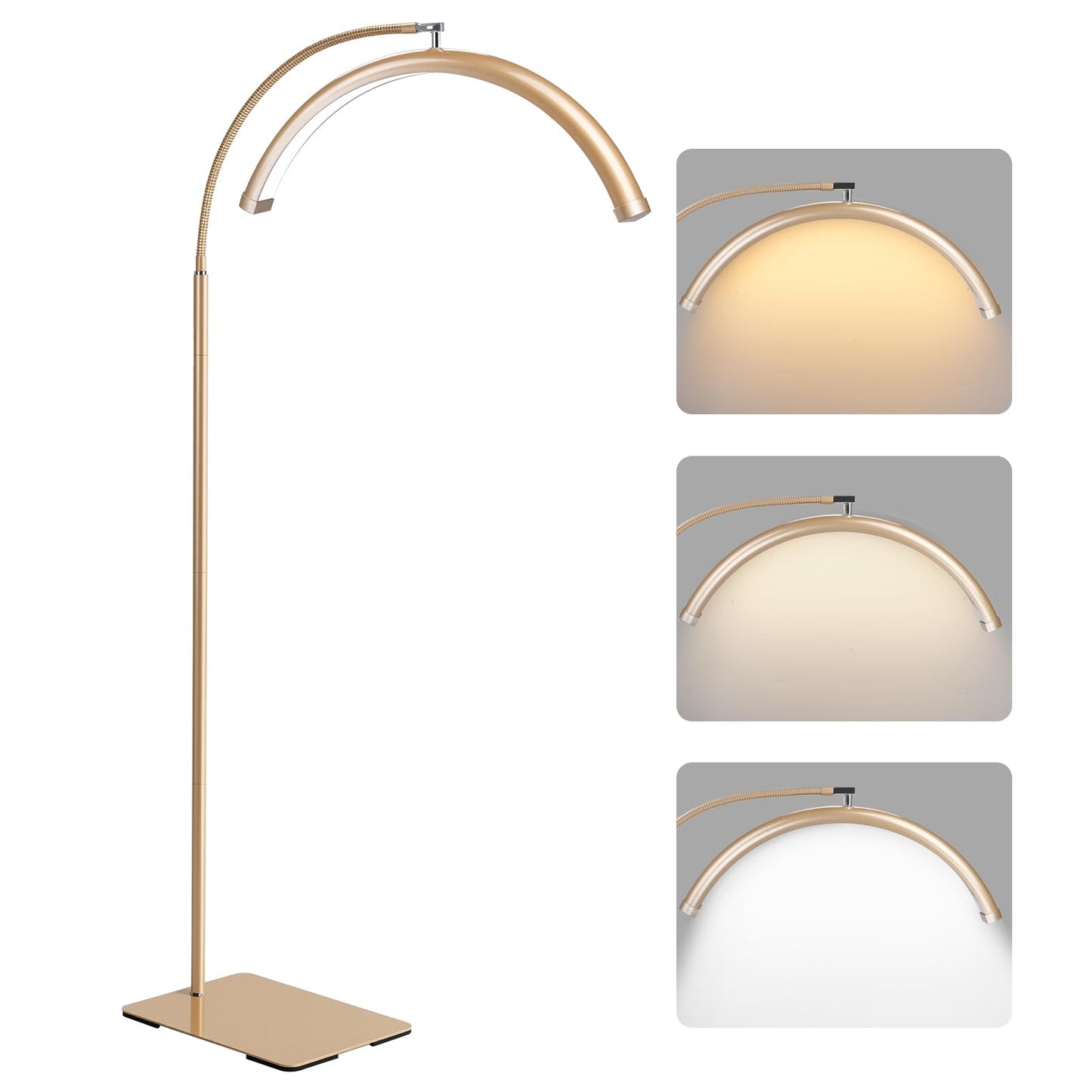 MINIEAR Half Moon Lash Light for Eyelash Extensions & Estheticians, Dimmable LED Lash Lamp with Flexible Gooseneck, Shadow-Free Moon Light for Lash Tech, Tattoo, SPA, Eyelash Lamp (Gold)