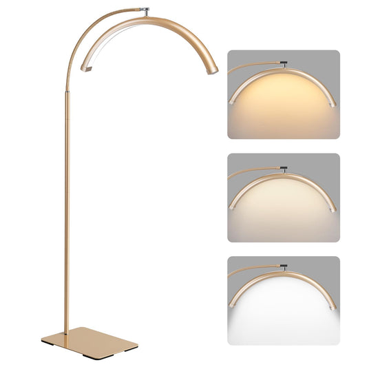 MINIEAR Half Moon Lash Light for Eyelash Extensions & Estheticians, Dimmable LED Lash Lamp with Flexible Gooseneck, Shadow-Free Moon Light for Lash Tech, Tattoo, SPA, Eyelash Lamp (Gold)