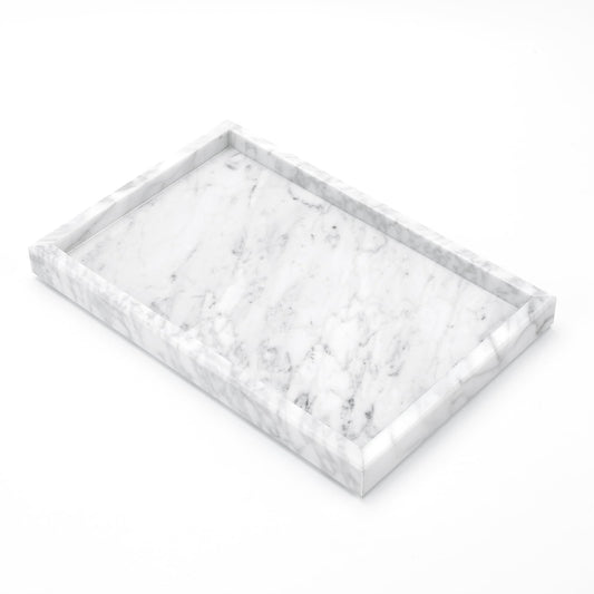 Yew & Tulip Natural Carrara White Marble Vanity Tray, Natural White Marble Serving Tray for Bathroom, Kitchen, Vanity, Home Decor, Wedding etc. (12" x 8" x 1.2")