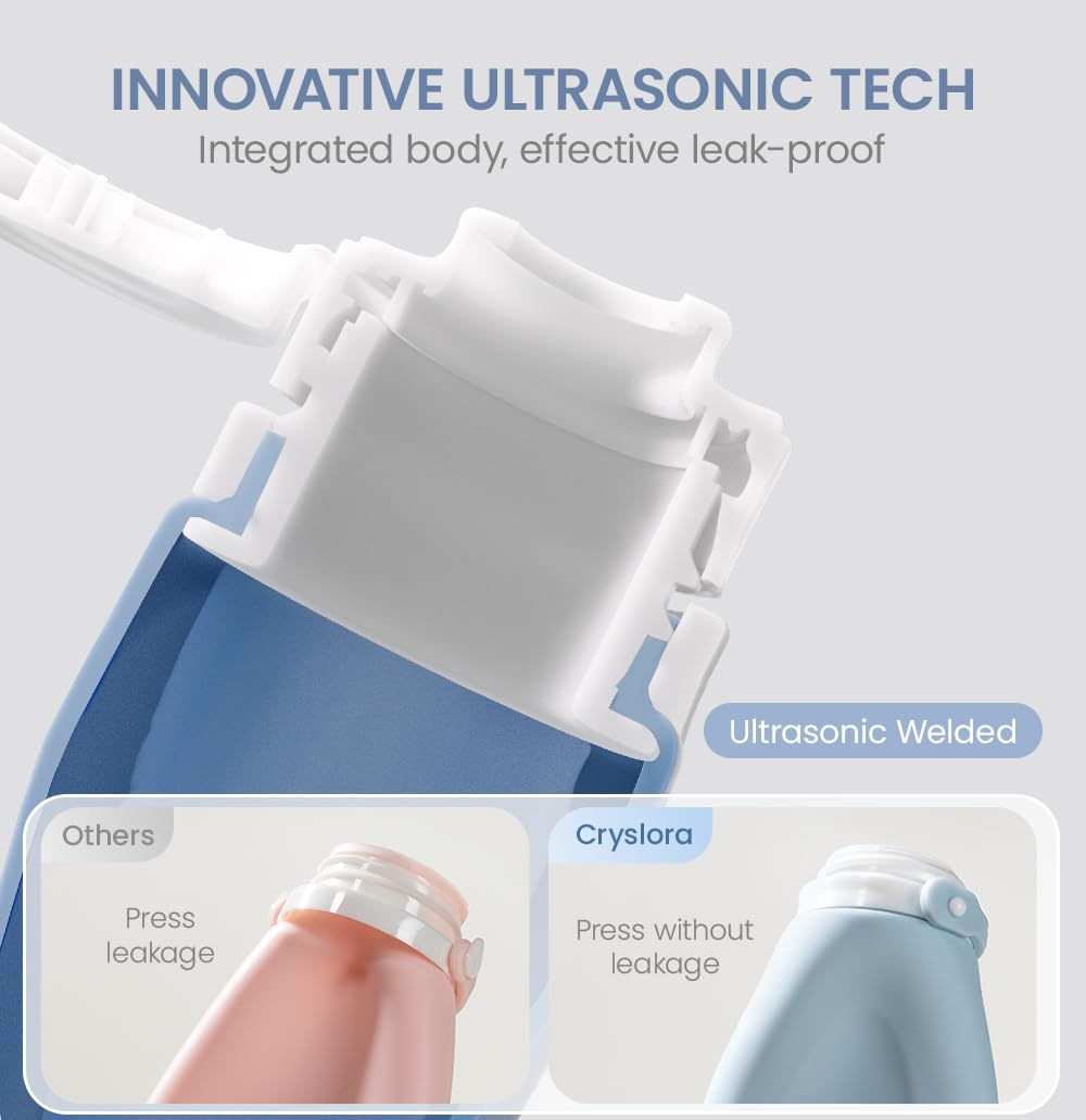 Travel Bottles for Toiletries, TSA Approved 3oz Container, High-Effeiciency Leak-Proof Ultrasonic Technology, Silicone Refillable Squeezable Travel Accessories for Shampoo Conditioner Lotion (3 Pcs)