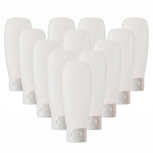 12Pcs 150ml/5oz Empty Refillable White Plastic Cosmetic Soft Tubes Containers Squeezed Facial Cleanser Bottle With Flip Cap for Body Bath Shower Gel Lotion Cream Shampoo