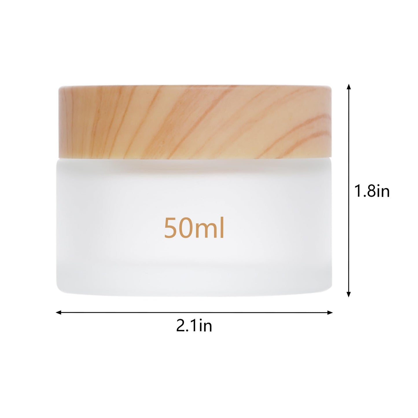Miayon 6Pcs Glass Lotion Cream Container with Lid Refillable Empty Sample Cosmetic Jar for Makeup Scrub Cream Toiletries Home Travel (50ml)