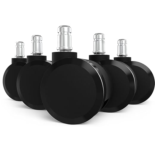 Office Chair Caster Wheels Replacement, 2.36"(60mm) Casters Replacement for Herman Miller Aeron Chair, Universal Size for Carpet and Hardwood Floors(Set of 5)