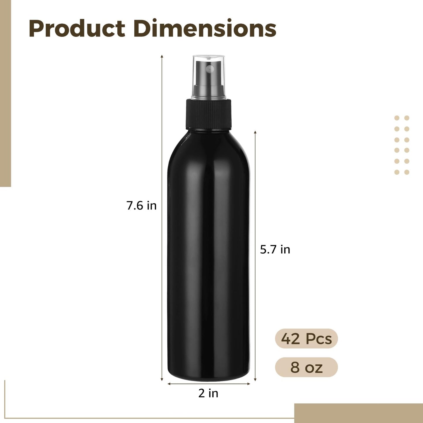 42 Pcs Plastic Spray Bottles 8 oz - Small Fine Mist Cleaning Bottles, Empty Refillable Atomizer Containers, Portable Leak-proof Travel Dispenser Bottles for Essential Oils, Perfume Products, Black
