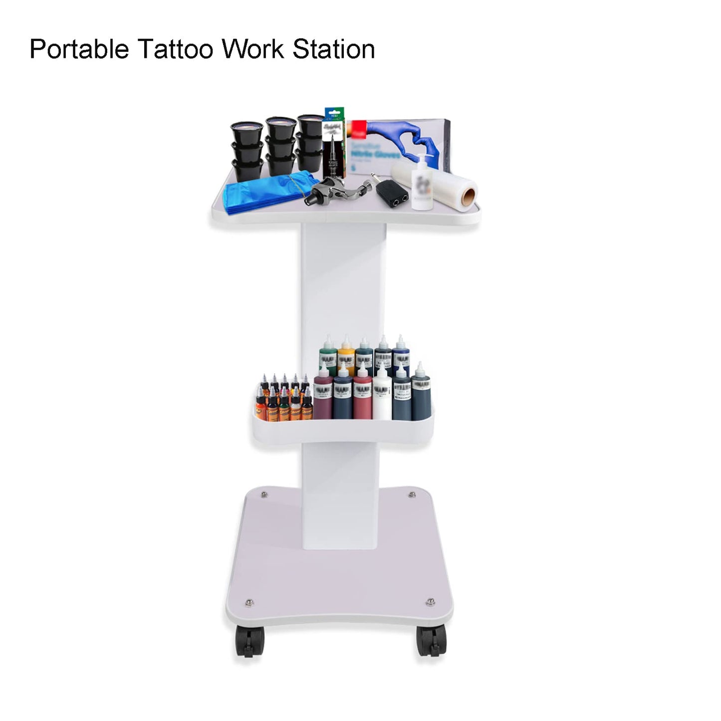 HUOXOU Esthetician Trolley Cart, Esthetician Rolling, Beauty SPA Salon Trolley Cart with Wheels, Tattoo Table Work Salon Station, Load 220 lbs