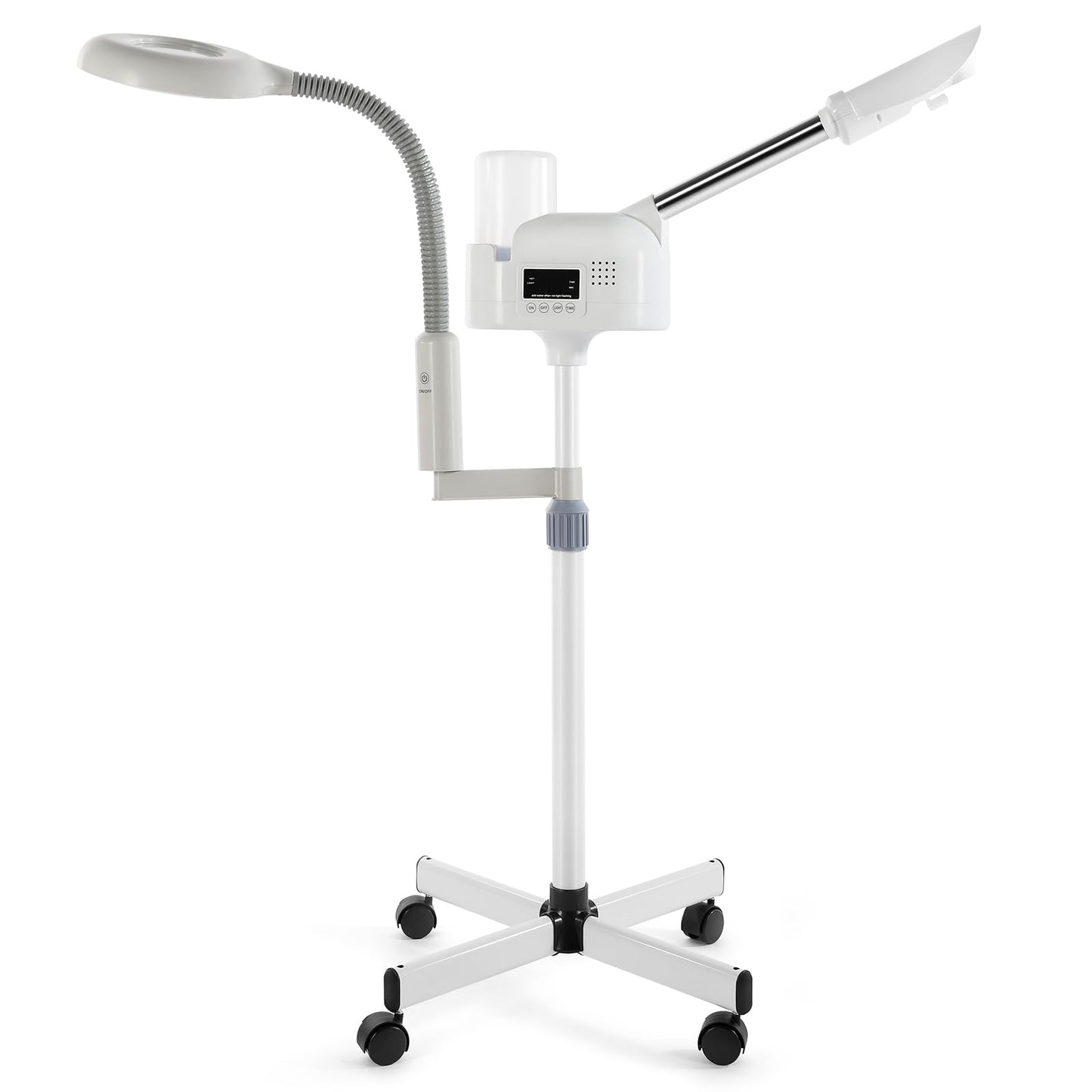 Professional Facial Steamer 2 in1 Steamer for Face 5X LED Magnifying Lamp Facial Steamer for Esthetician Beauty Face Equipment Use at Home or Salon（White）