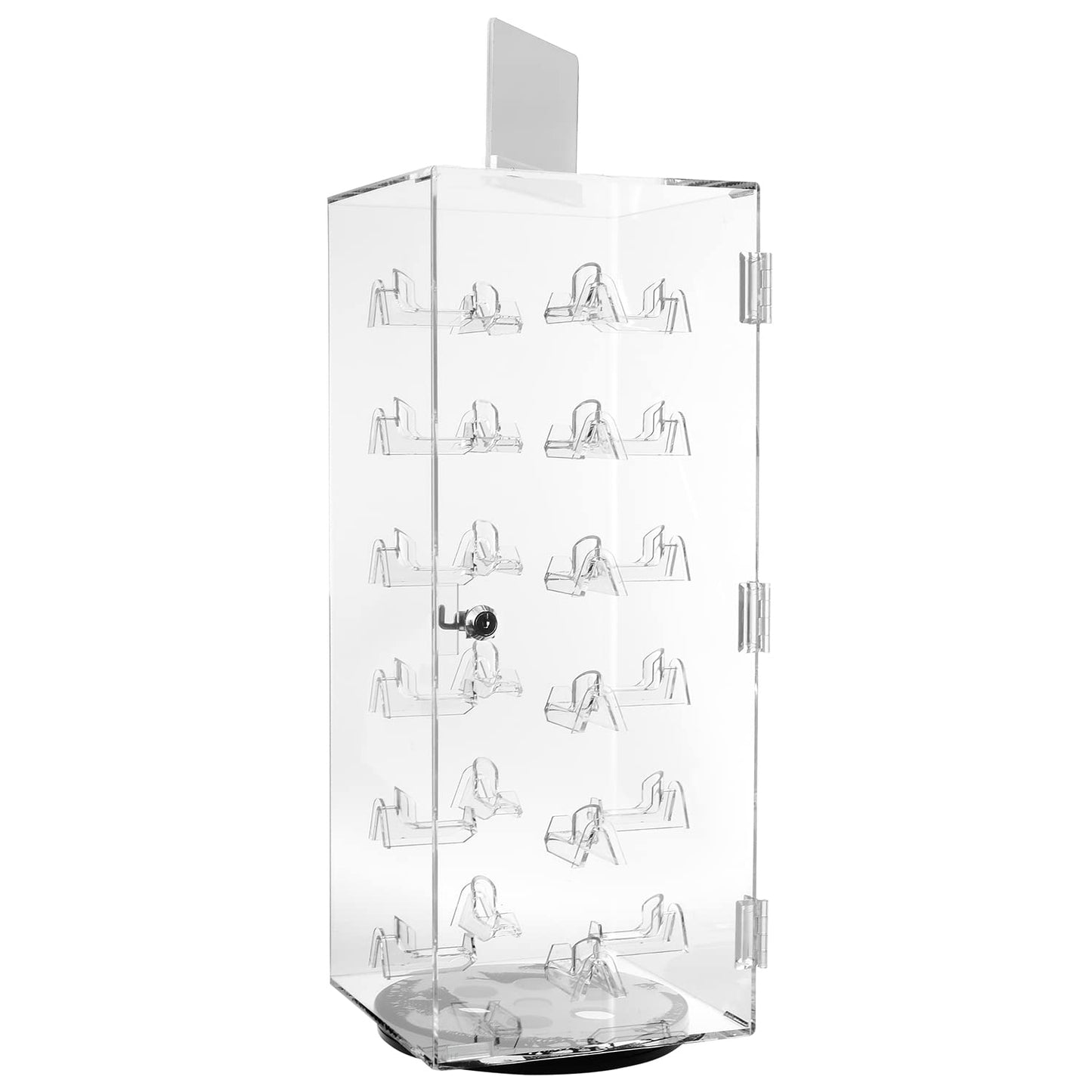 MOOCA Premium Acrylic Lockable Rotating Sunglass Display Case, Acrylic Sunglasses Organizer, Eyewear Display Stand, Eyeglass Case, Eyeglass Case With Mirror, 24 Frames