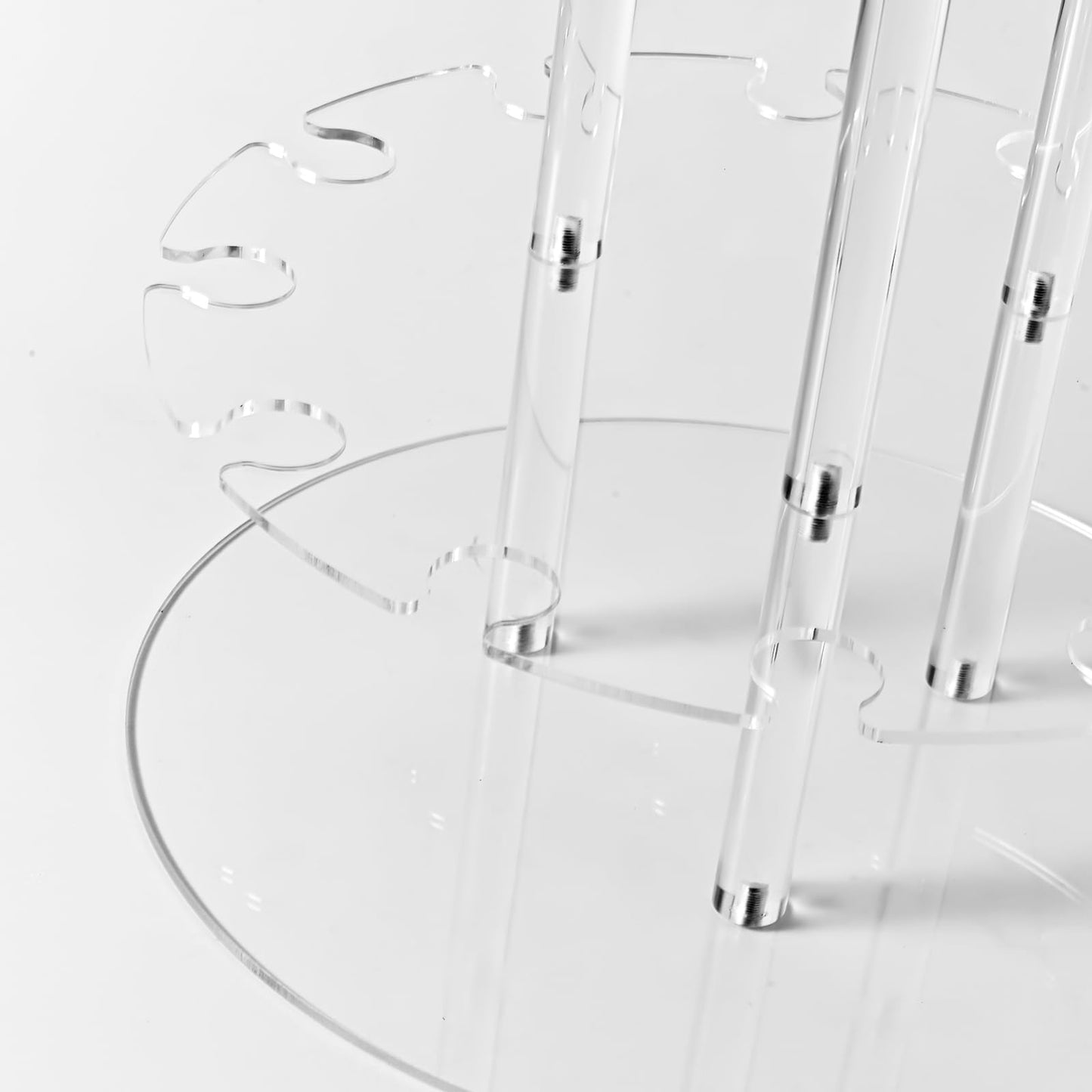 Laumffon Champagne Tower, Circle Acrylic Champagne Display Rack Stand with 28 Slots, 3 Tier Floating Sight Champagne Flute Holder for Party, Wedding, 13.4x13.4x25.5 inch, 2Pcs