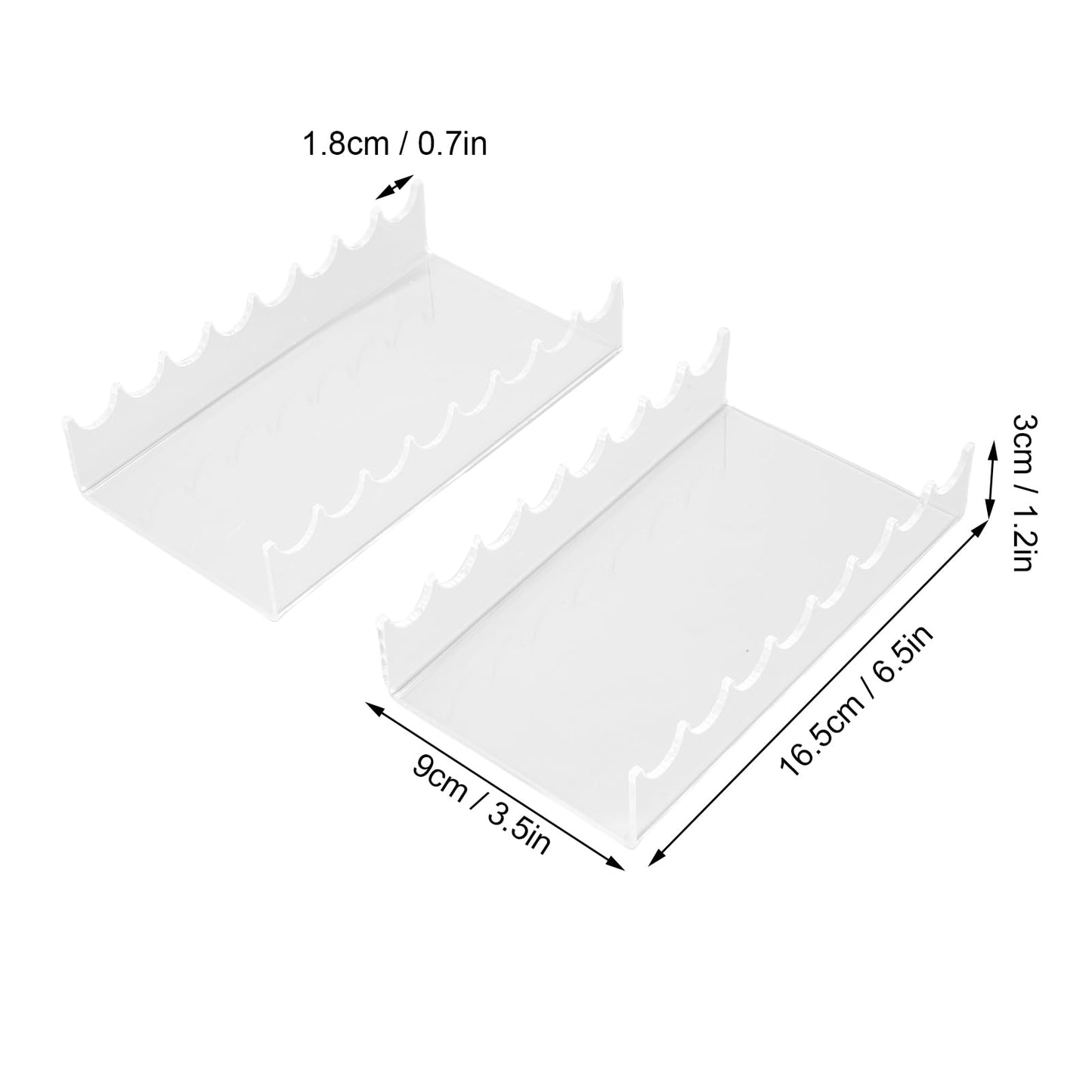 Pilipane 2PCS Makeup Brush Holder Clear Acrylic Horizontal Brush Drying Rack Organizer for Paint Brushes Vanity Table Accessory