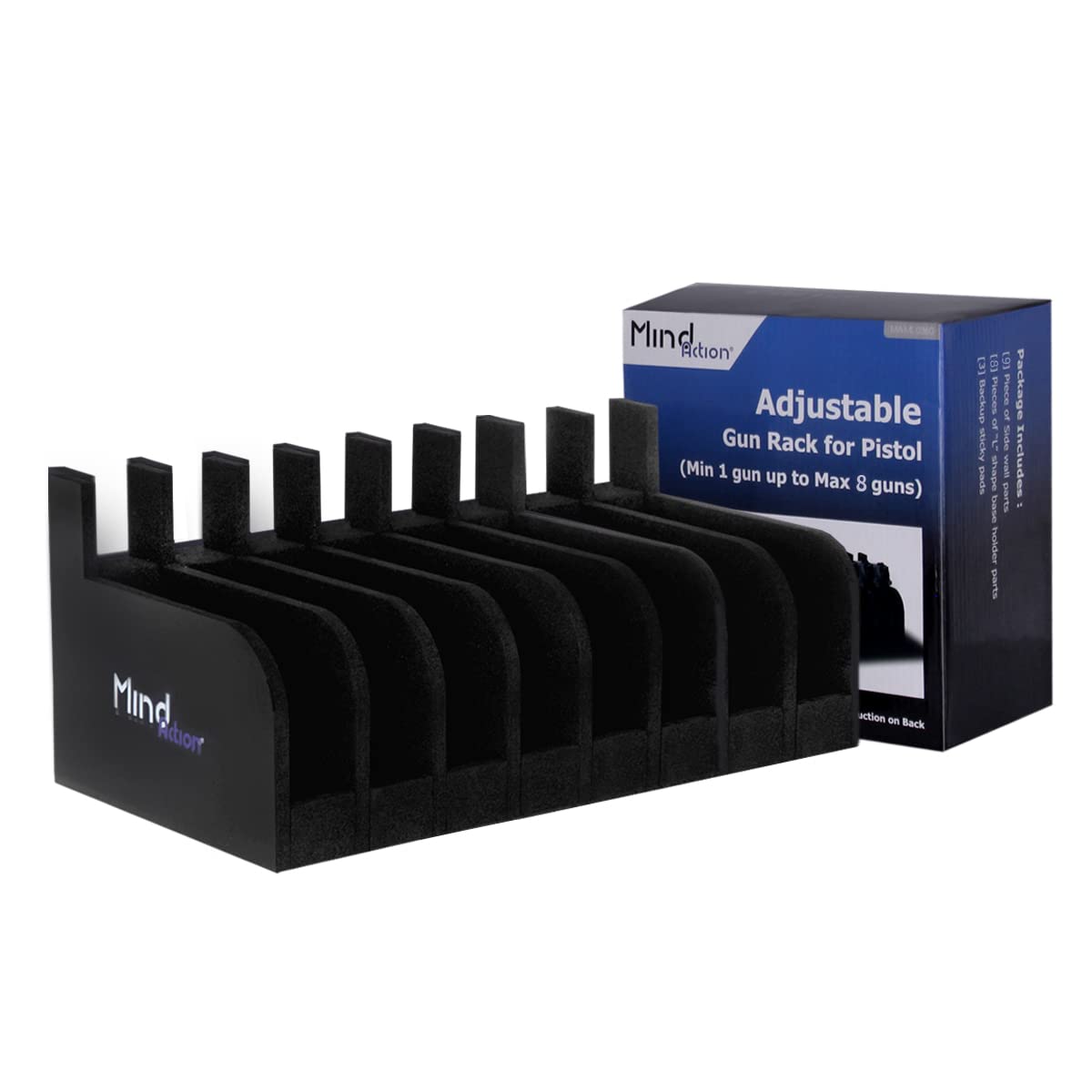 MIND&ACTION Foam Pistol Rack for Gun Safe, Gun Cabinet Accessories, Pistols Holder Storage Organizer, Revolver Firearm Handgun Rack Stand Display