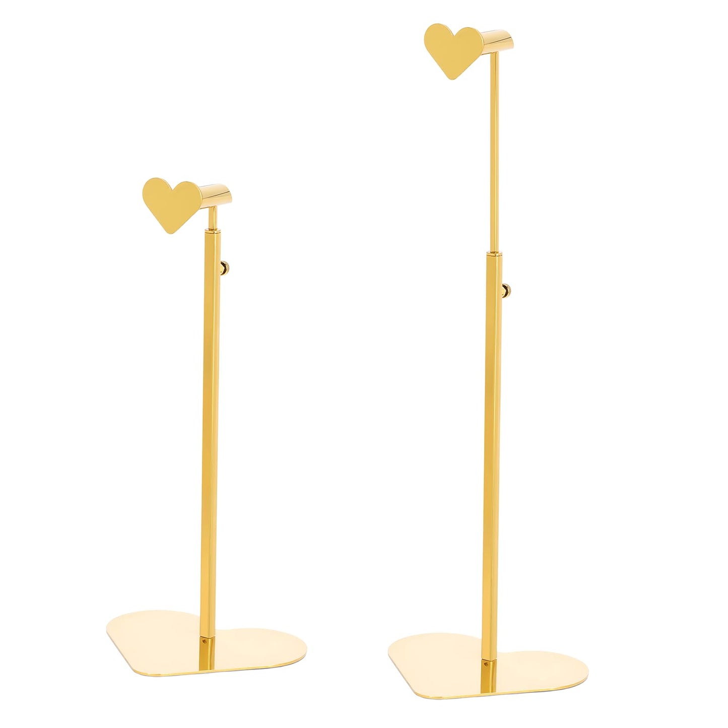 Purse Display Stand, 2 Pack Heart-shape Display Rack Stainless Steel Handbag Purse Holder Gold Hanging Hook Stands Adjustable Height Table Ornament Jewelry Towers for Home Store Boutique Counter