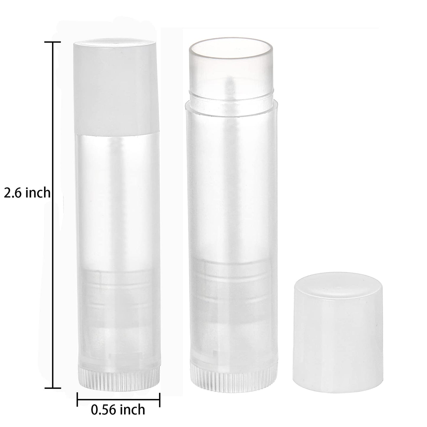 Bekith 100 Pack 5.5ml Empty Lip Balm Tubes, Clear Lip Balm Containers with White Caps