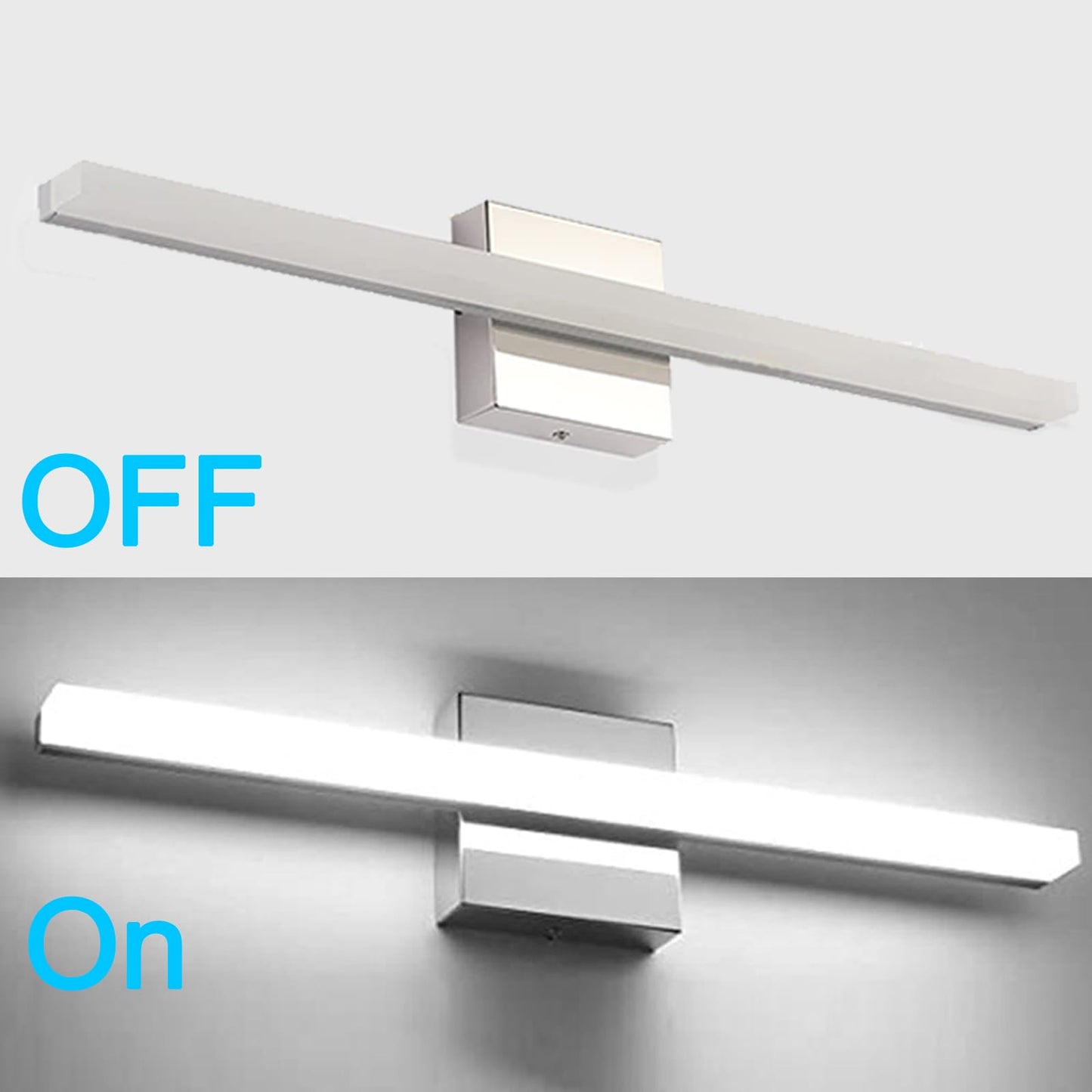 Amansour LED Bathroom Vanity Light 16inch Over Mirror Lighting Fixture Modern Indoor Chrome 10W 5000K Cool White Wall Sconce for Bathroom Bedroom Living Room