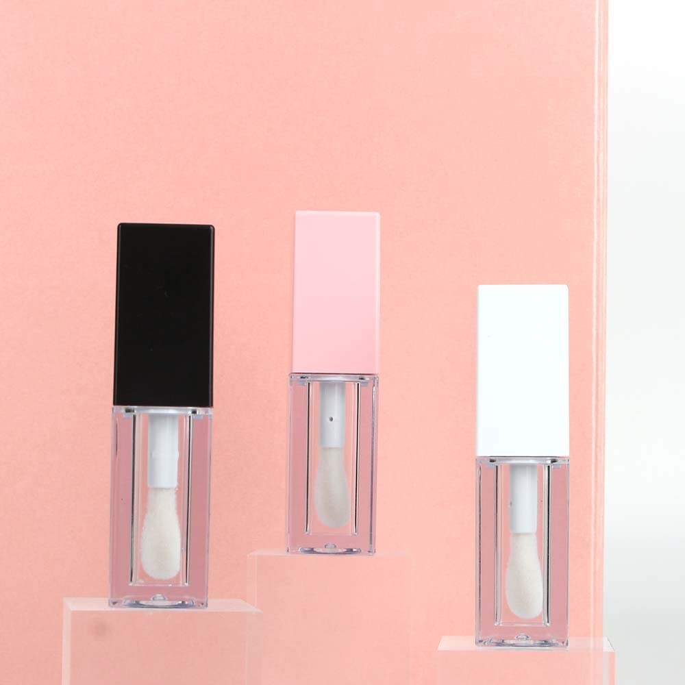 24pcs 5ml Empty square black lipgloss tubes bulk wholesale with big wand lipgloss containers