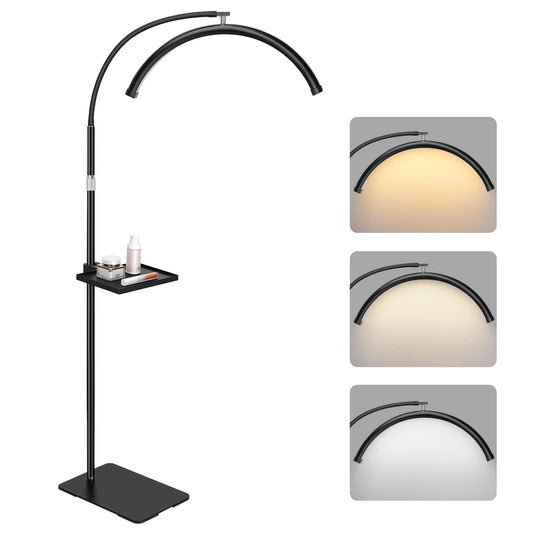 Half Moon Lash Light with Tool Tray for Eyelash Extensions - Professional LED Lamp for Eyetech,Tattoo Artists, Estheticians | Dimmable Cool/Warm Lighting & Brightness | Shadow-Free Design (Remote)