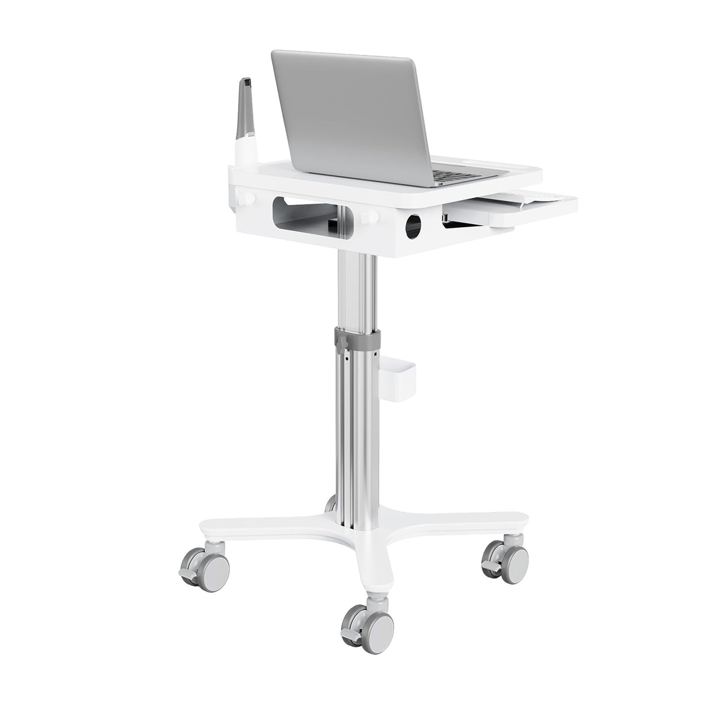 Medical Cart Height Adjustable Rolling Trolley with Oral Scanner Holder & Laptop Tray, for Dental Clinic, Hospital & Beauty Salon