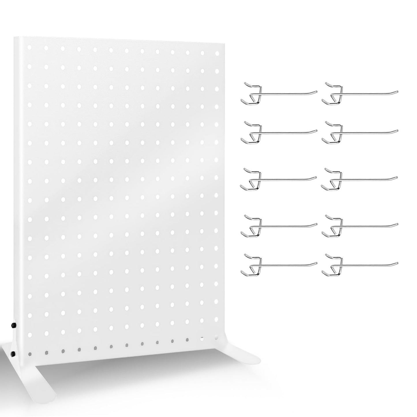 Uppcasir Pegboard Display Stand with 10 Hooks for Craft Shows, Metal Jewelry and Key Ring Retail Display Racks for Selling Accessories, Retail Stores, Vendors & Events, 17 X 13 Inch (1 PCS, White)