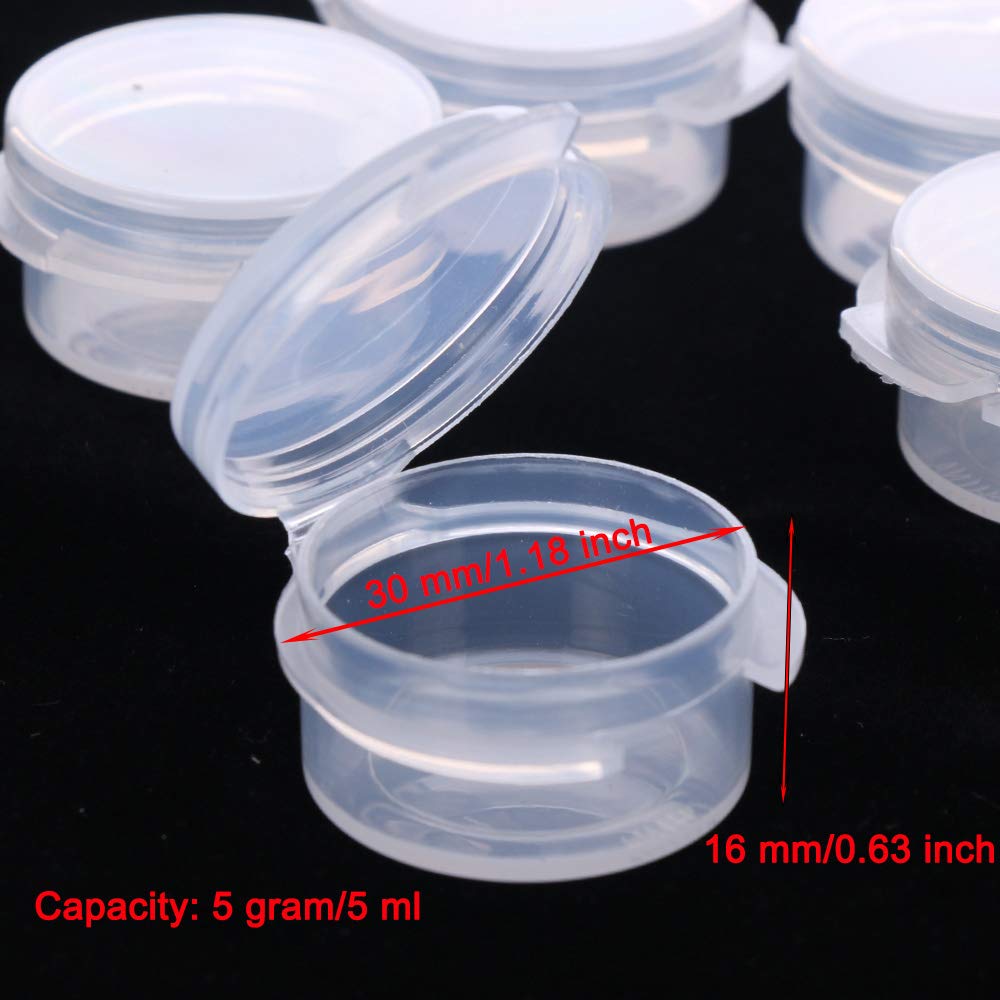 EORTA 50 Pcs Plastic Cosmetic Jar 5g Empty Clear Case with Snap Lids Portable Mini Storage Box Makeup Jar Sample Bottle Sealing Pot Cosmetic Containers for Sampling, Traveling, Mixing