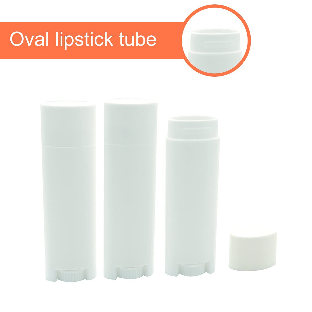 Ewanda Store 5ml Oval Lip Balm Tubes, 100PCS Plastic White Empty Deodorant Containers, Lip Gloss Container Holder With Caps