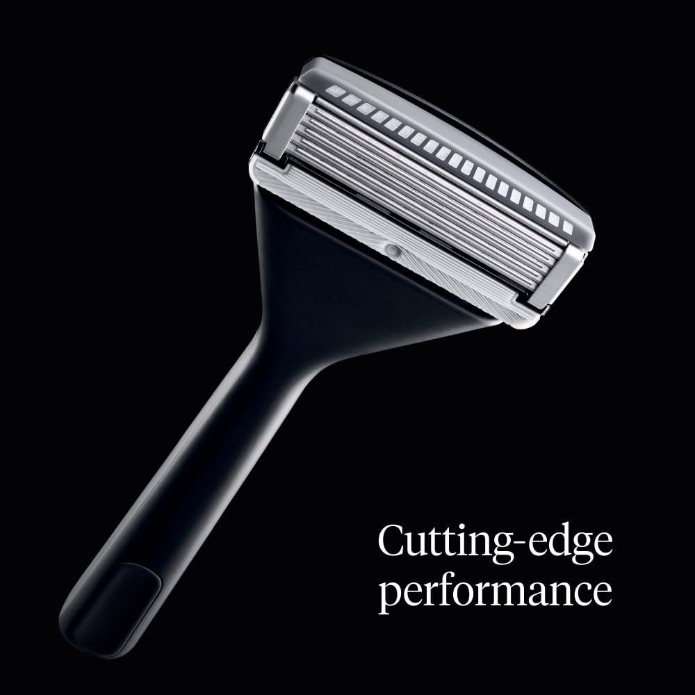House of Atlas, Razors for Men - Mens Razors for Shaving with Handle, 2 Razor Blade Refills, & Shower Hook, 5-blade Precision Trim Edge, Smooth Close Shave, Reusable Razor for Men (Matte Black)
