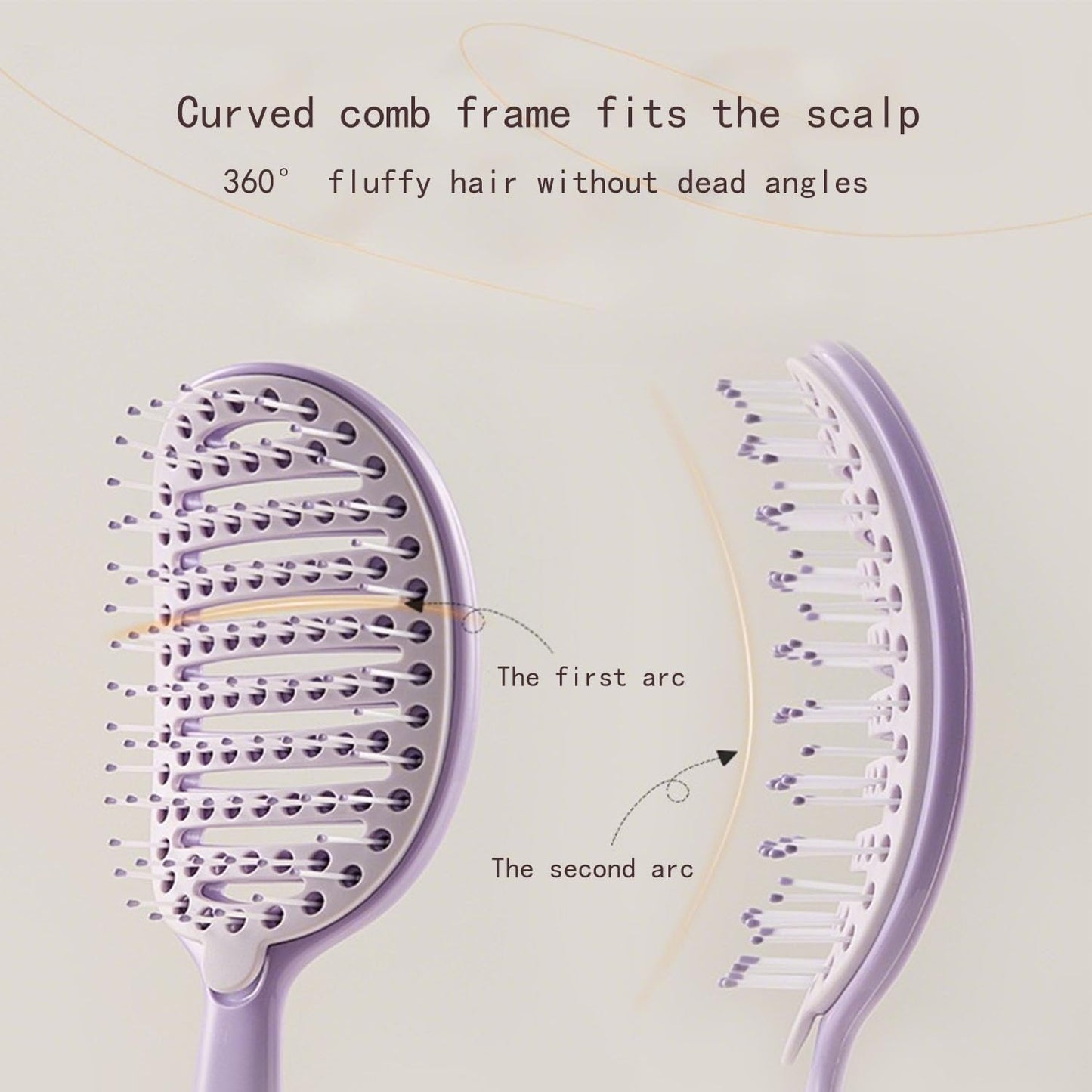 Self Cleaning Hair Brush with Lift Pad, ABS Vent Brush for Blow Drying, Dual Curve Design with Extra Long & Thick Bristles, Wet Hair Brush for Women, Girls & Kids (Purple, Not foldable)