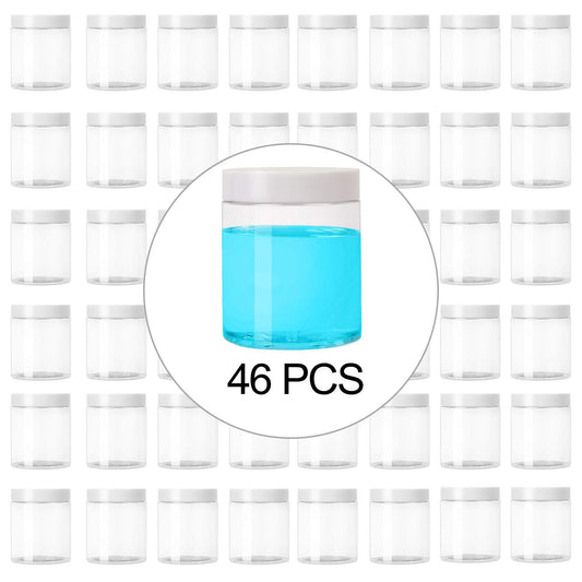 KEILEOHO 46 PCS 8 OZ Plastic Jars with Lids, Plastic Slime Storage Containers, Wide-Mouth Jars With Lids for Kitchen Food Storage, Creams Beauty Products