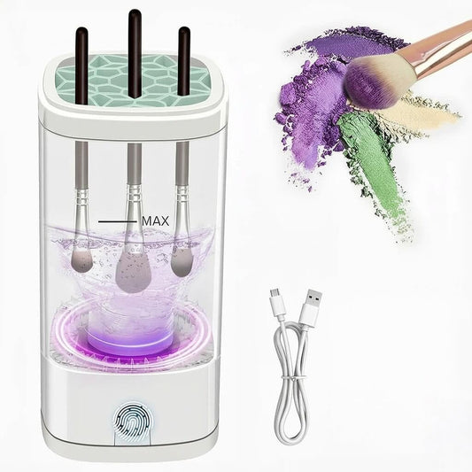 Electric Makeup Brush Cleaner; Automatic Brush Washer with Built-in Stand; Portable USB-Powered with Cable; Deep Cleaning for Cosmetic Brushes; Beauty Gift for Women