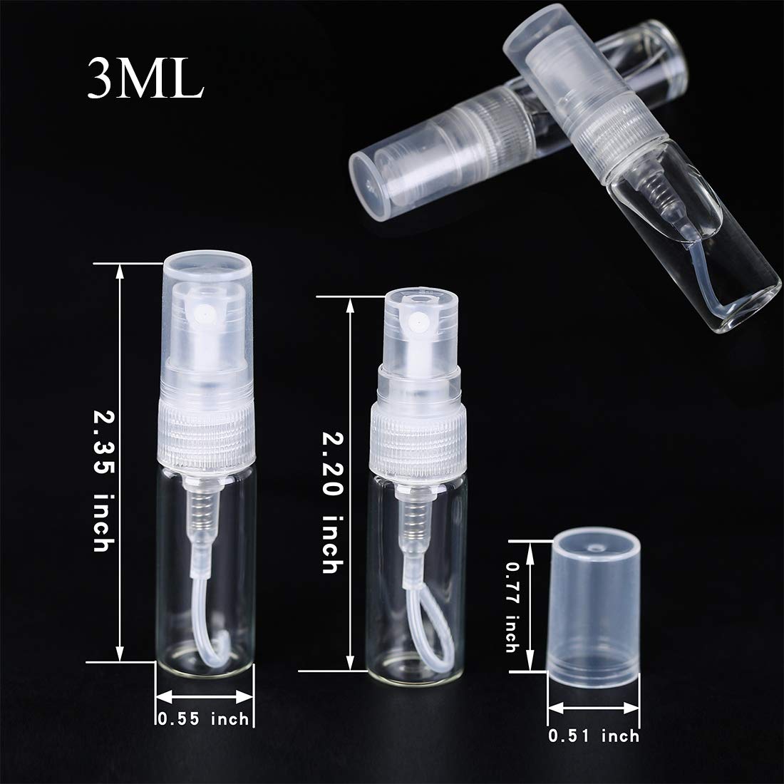 30Pcs 3ml/0.101 Oz Portable Mini Refillable Clear Glass Empty Sprayer Perfume Bottles Cosmetic Atomizers Spray Bottle Container for Travel Party Must Makeup Tool (30Pcs 3ml Glass Perfume Bottles)
