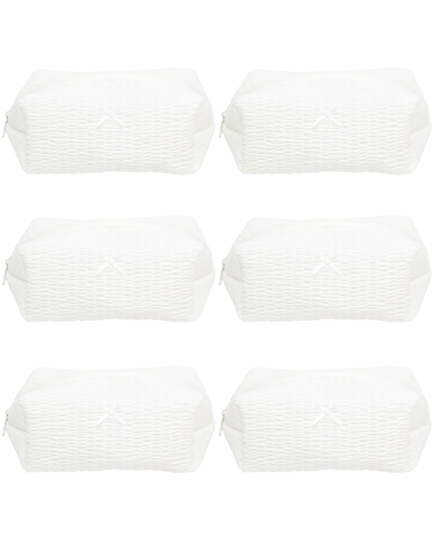 PAZIMIIK 6PCS Cozy Makeup Bag Small Aesthetic Travel Zipper Cosmetic Pouch for Women Make Up Beauty Accessories Brushes, Bubble White