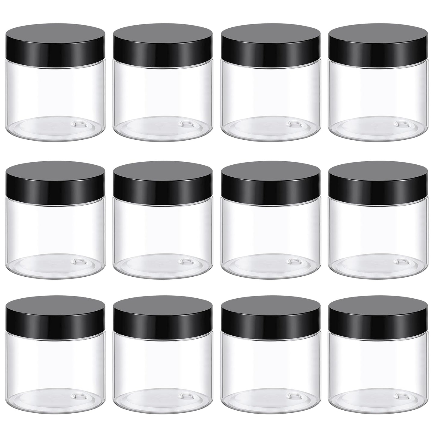 36 Pack 2 Oz Plastic Container Jars with Lids BPA Free, Empty Round Clear Cosmetic Containers Plastic Slime Jars for Lotion, Cream, Ointments, Samples, Makeup, Travel Storage