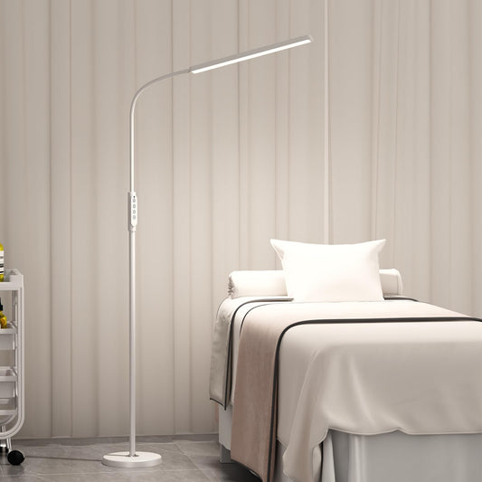 Bright LED Eye-Protecting Reading Floor Lamps with Touch and Remote Dimming 3000-6000k for Eyelash Manicure Craft Drawing Makeup Living Room Bedroom Office, Adjustable Gooseneck Modern Standing Light
