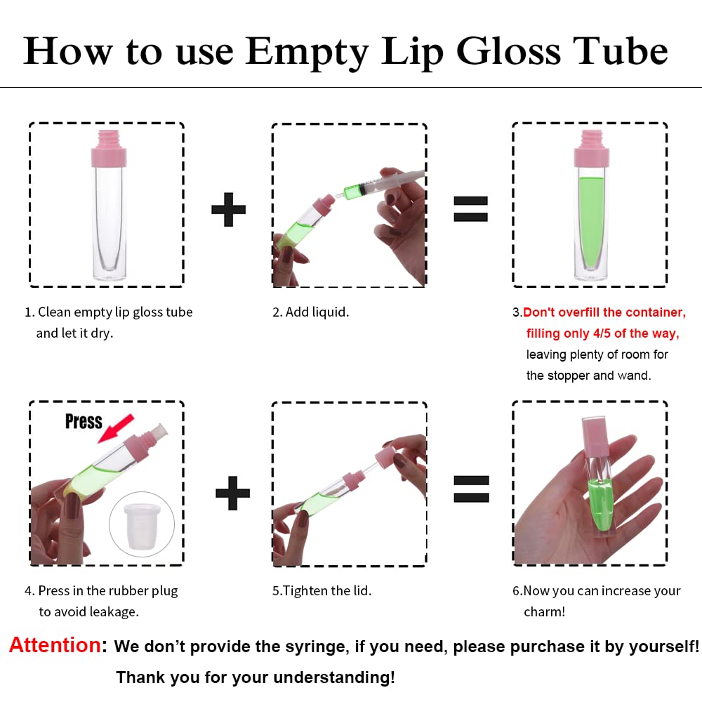 YITOU Thick Empty Lip Gloss Tubes with Wand, 6.4ml Lip Balm Cosmetic Containers, Bulk, Mini, DIY Lipstick/Glaze Foundation Making Kit