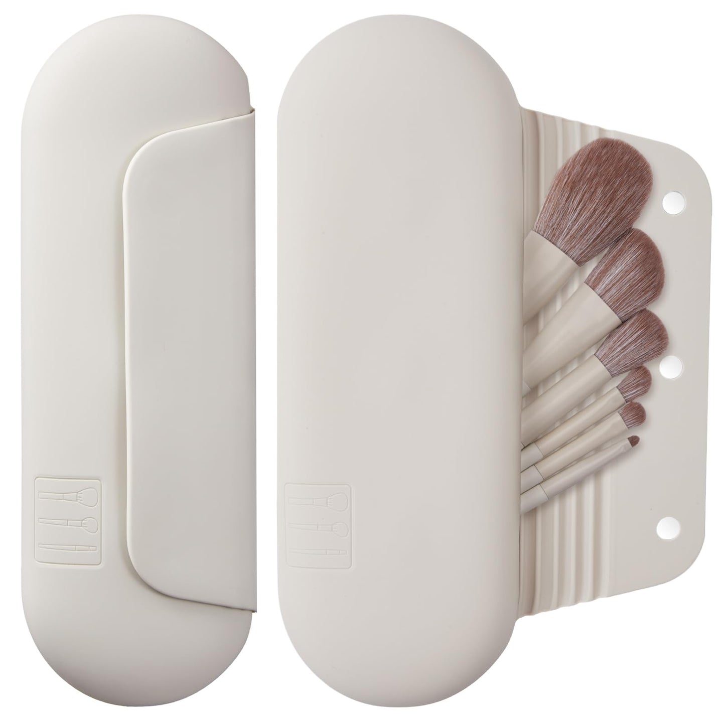 AGIKET Silicone Makeup Brush Holder Travel Cosmetic Bag：Soft Portable Cosmetic Face Brushes Holder with Upgrade Anti-Fall Out Magnetic Closure, Large Travel Makeup Brush Case - Starlight