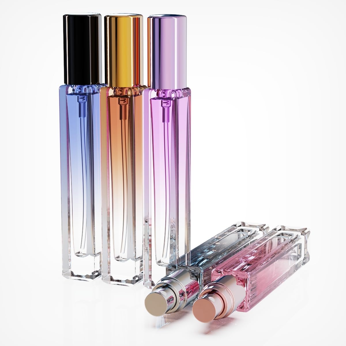 seafulee 5PCS 10ml Glass Refillable Travel Perfume Atomizer Bottles,Mini Empty Cologne Spray Bottle,Pocket Size Sprayer Portable for Travel and Sample Container Toiletries Dispenser