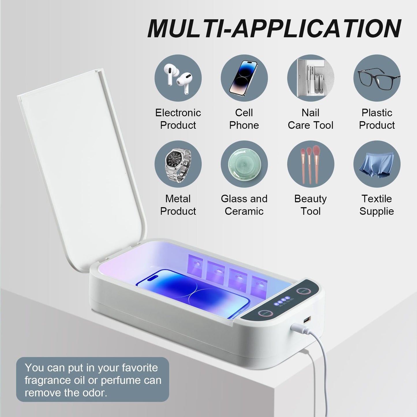 Soiiw Nail Tool Sterilizer Box Portable with Blue Light,USB Sterilizer Cleaning Box for Nail Salon, Tweezers, Jewelry, Phone, Manicure Tools