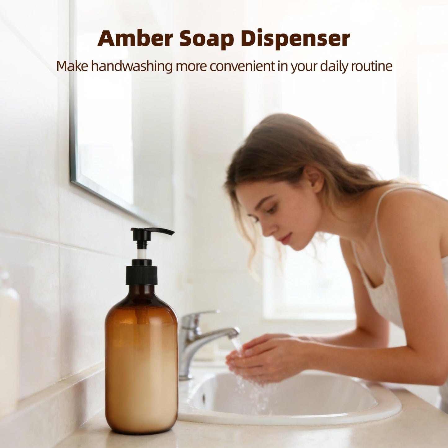 15 Pcs Amber Soap Dispenser - 16.9 oz Empty Plastic Pump Bottles, Refillable Shampoo Dispenser, Reusable Containers for Lotion, Body Wash & Dish Soap, Ideal for Bathroom, Kitchen & Travel Use