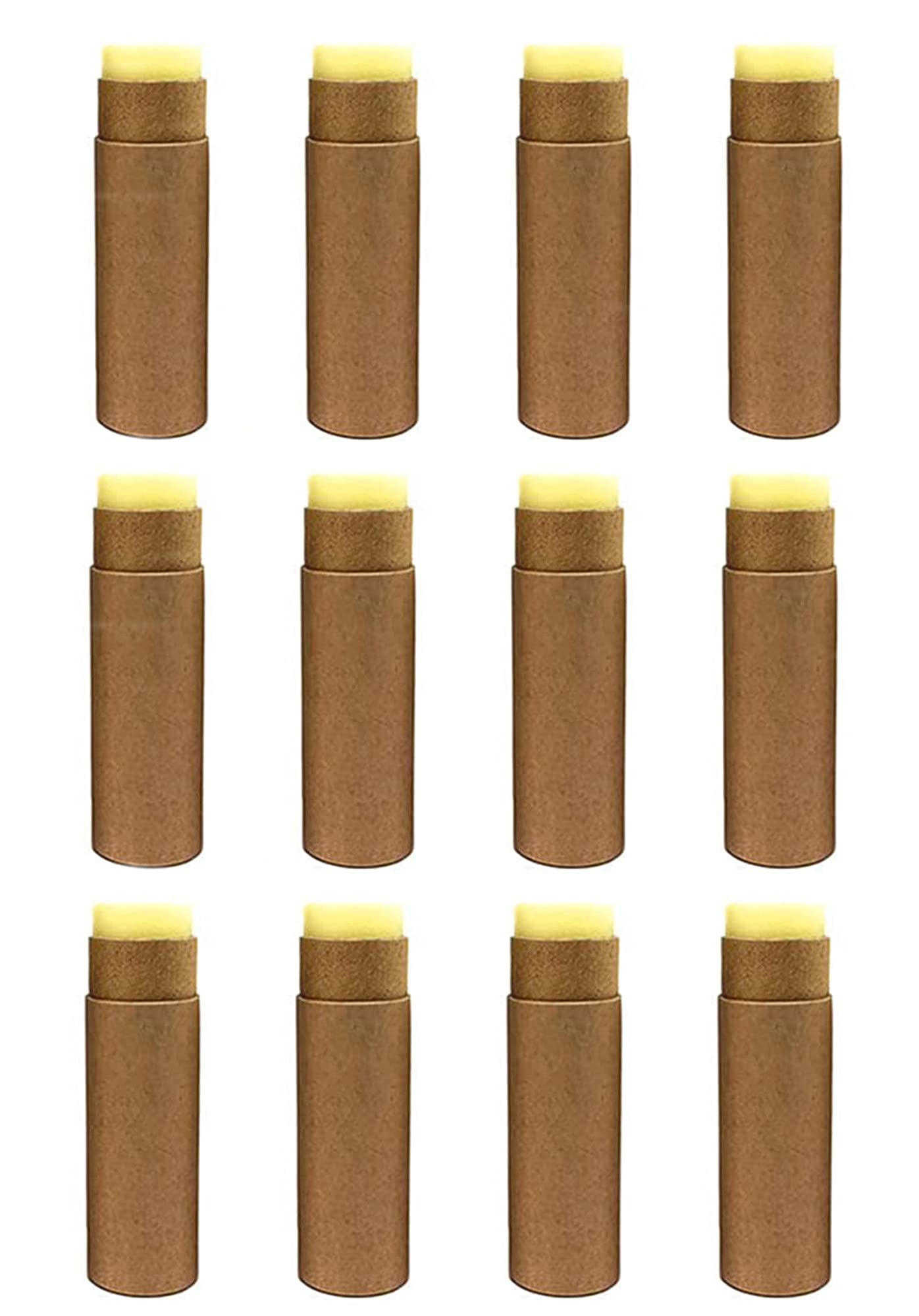 Healthcom 12 Pcs 0.3 Oz Paperboard Lip Balm Tubes 10ml Empty Cardboard Krafts Lipstick Tube Refillable Lip Gloss Container Solid Perfume Container for DIY Cosmetic Samples Deodorant (Brown)
