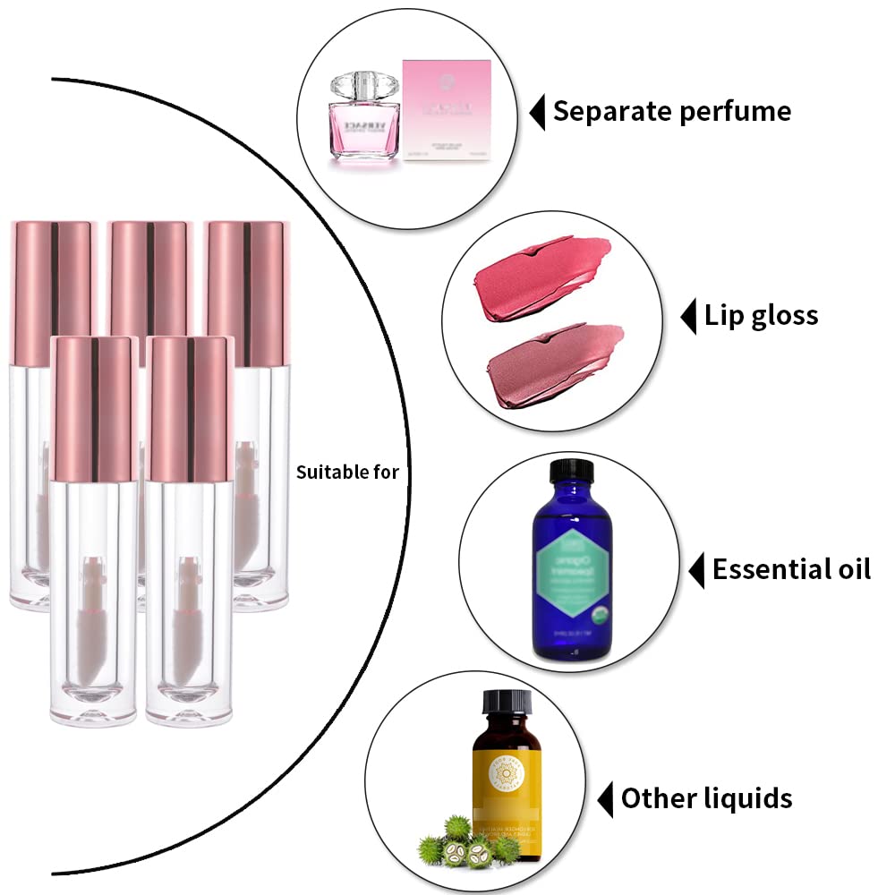 YITOU 12PCS Lip Glaze Bottle Empty 5ml, Transparent Cosmetic Containers with Applicator Lip Gloss Tube Making Kit Lipstick Bottle for Homemade Foundation Sample Cute Bulk Wholesale(0.81oz)