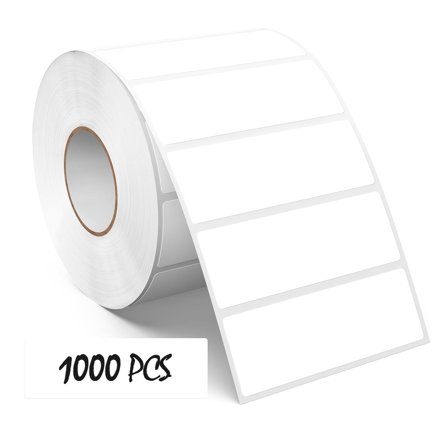 Meitaat 3 × 1 Inches White Rectangle Color Coding Labels 1000 PCS, Self-Adhesive Writable Waterproof Vinyl Blank Sticker Roll for Office Home School Business