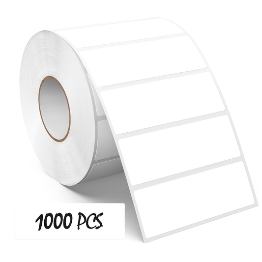 Meitaat 3 × 1 Inches White Rectangle Color Coding Labels 1000 PCS, Self-Adhesive Writable Waterproof Vinyl Blank Sticker Roll for Office Home School Business