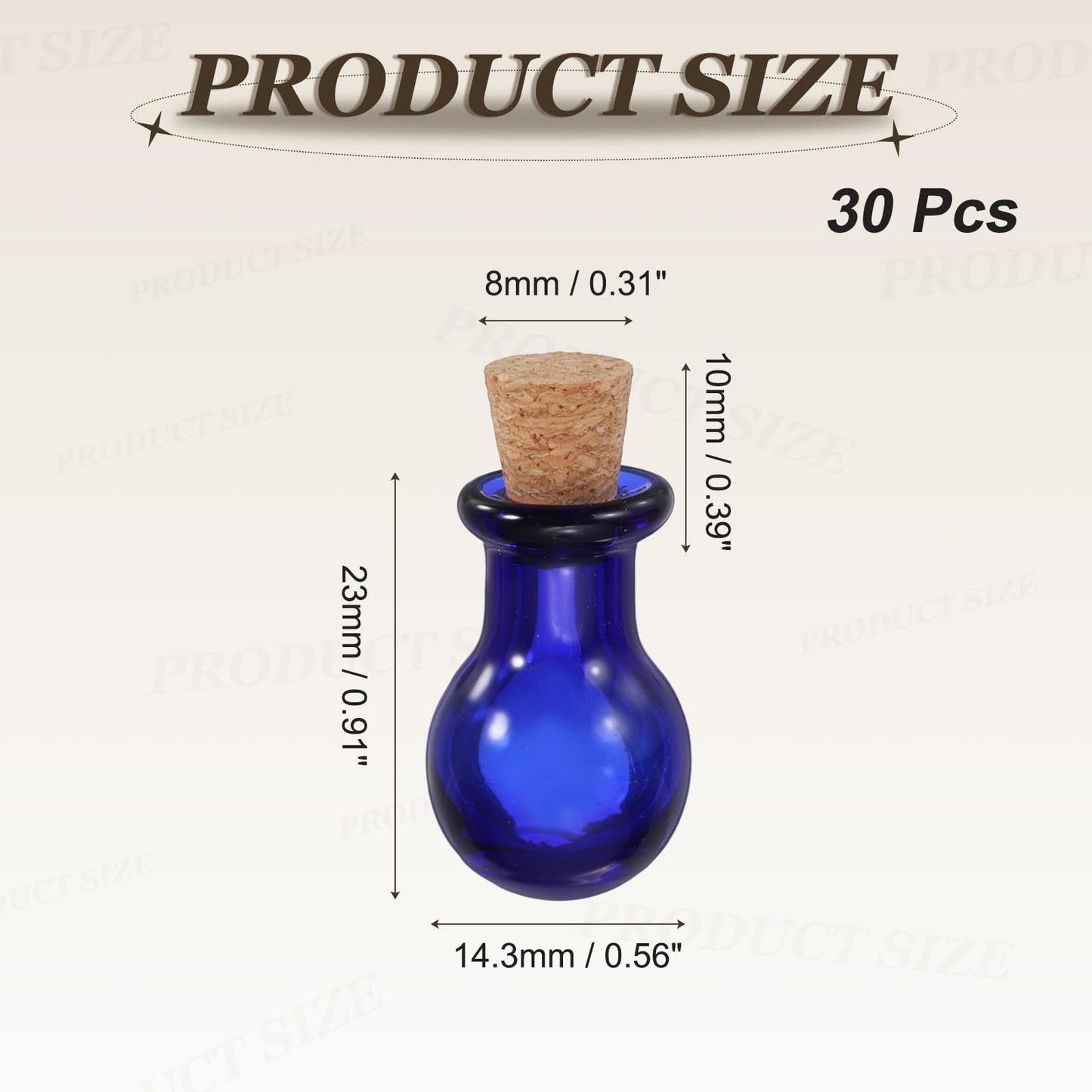 HARFINGTON 30 Pcs Mini Glass Bottles Jars, Long Bottled Small Cute Glass Jars Vials Pendants Small Vials Wishing Bottle with Cork Stoppers for DIY Crafts Wedding Favors, Blue