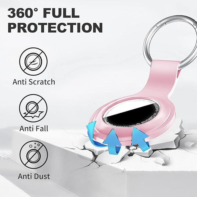 [4 Pack] Compatible with AirTag Case Keychain for Air Tag Holder Silicone for AirTags Key Ring Cases Tags Chain for AirTag GPS Item Finders Accessories, Pink/Lilac/Grey Blue/White