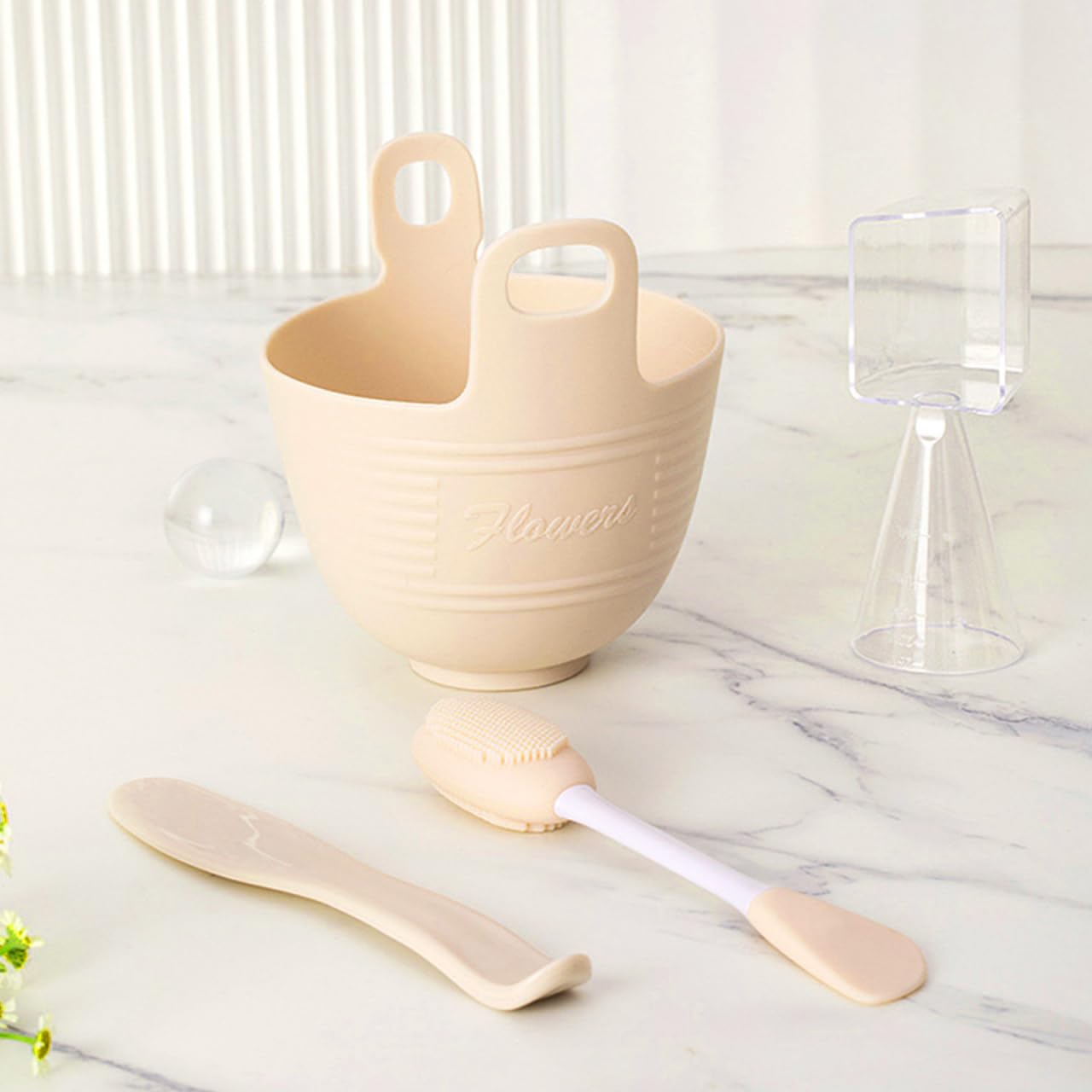 Professional Silicone Facial Mask Mixing Bowl Set 4-in-1 DIY Mask Making Kit with Brush, Spatula & Measuring Spoon Portable Skincare Tools for Face, Hair & Spa