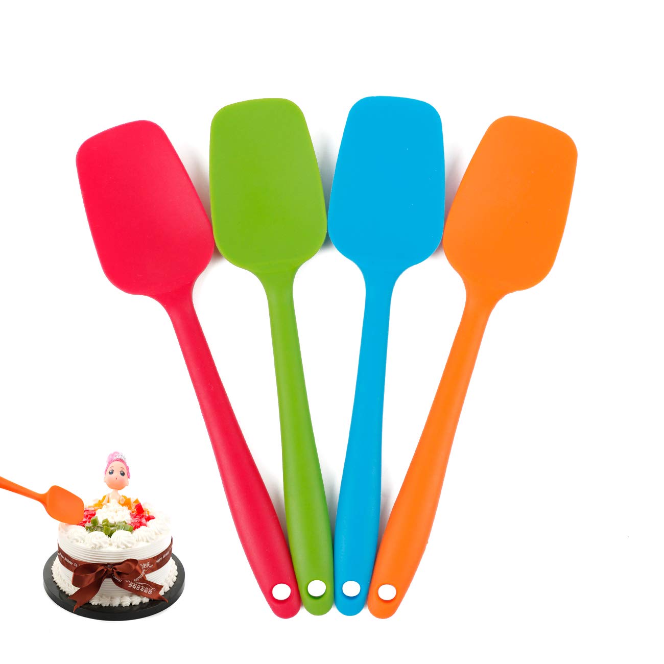 Delidge Food Grade Silicone Spatula Set Heat Resistant Small Rubber Spatulas,4 piece Silicone Spoonula Spatula Non-stick Baking Curved Spatulas Multicolor Dinnerware (21.7cm/8.56inch)