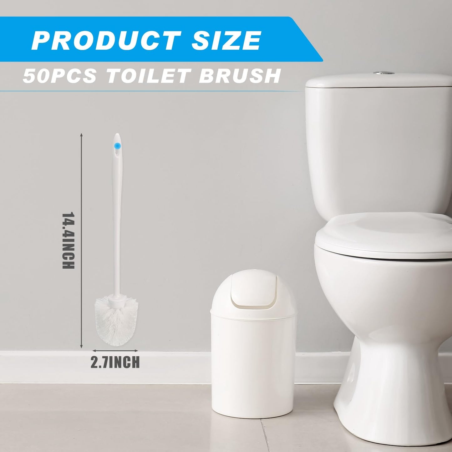 Tioncy 50 Pcs 14.2 Inch Toilet Brush Commercial Heavy Duty Toilet Bowl Cleaning Scrub Long Scrubber for Bathroom Cleaning Supplies