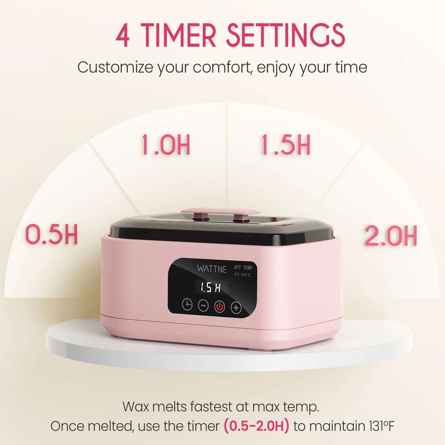 Wattne Paraffin Wax Machine for Hands and Feet, 3500ml Paraffin Wax Warmer with Timer & Keep Warm, Paraffin Wax Bath Moisturizing Kit for Arthritis, Dry Skin Care, Home Spa-Pink