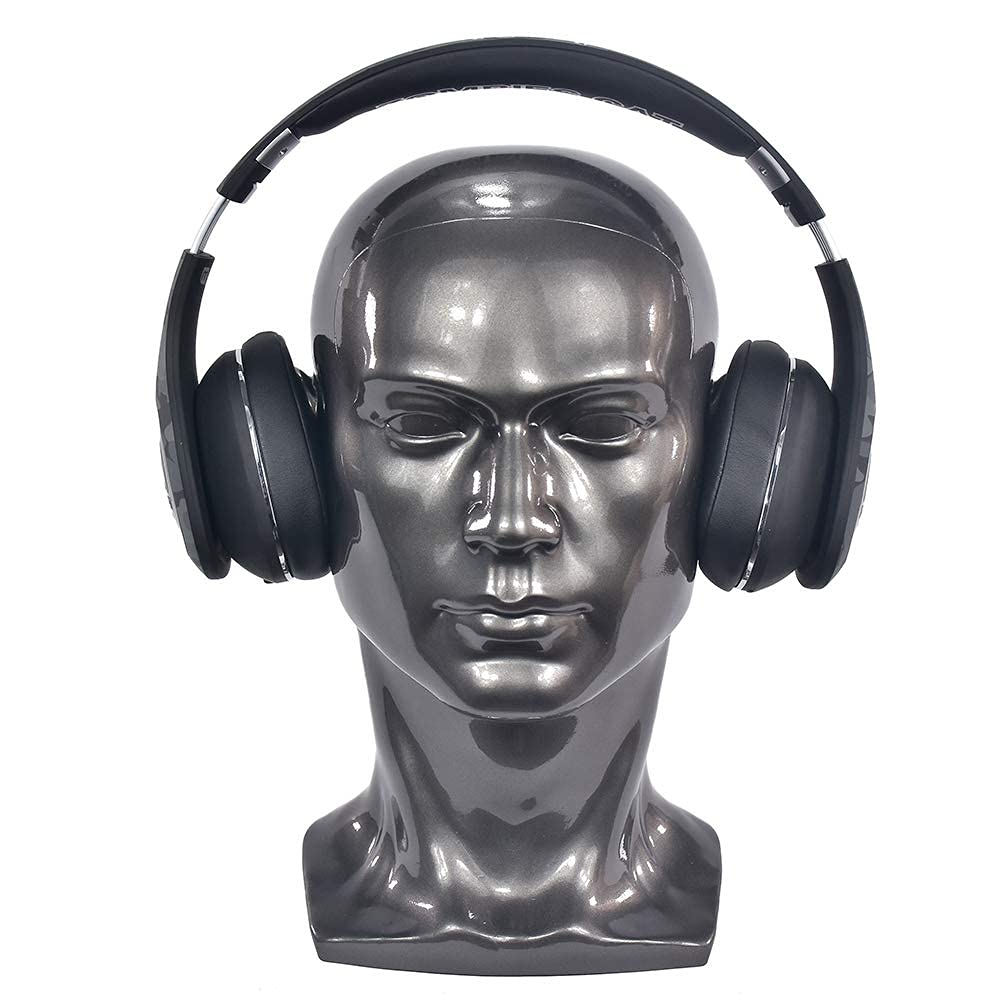 Ba Sha PVC Mannequin Head Black Male Manikin Dummy Stand Model Display Hat Scarf Wigs Hair Glasses Hat Beauty Styling Tool with Mount Hole L30HH