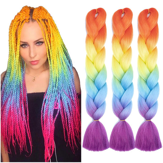 Braiding Hair 24 Inch Braid Hair Extensions Hot Water Setting High Temperature Synthetic Fiber(D4-3Packs)