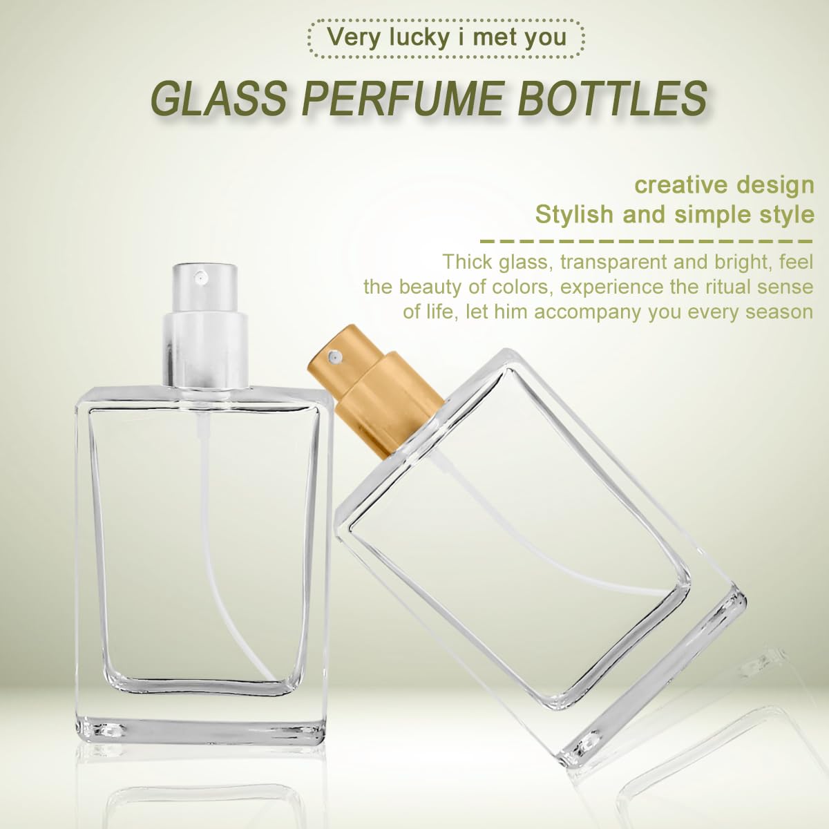 Enenes Glass Perfume Bottles 8 Pack 30ml/1Oz Premium Square Gold & Silver Refillable Atomizer Spray Bottle Leak-Proof Portable Empty Perfume Containers for Travel, Purse, Gym & Home Office Use